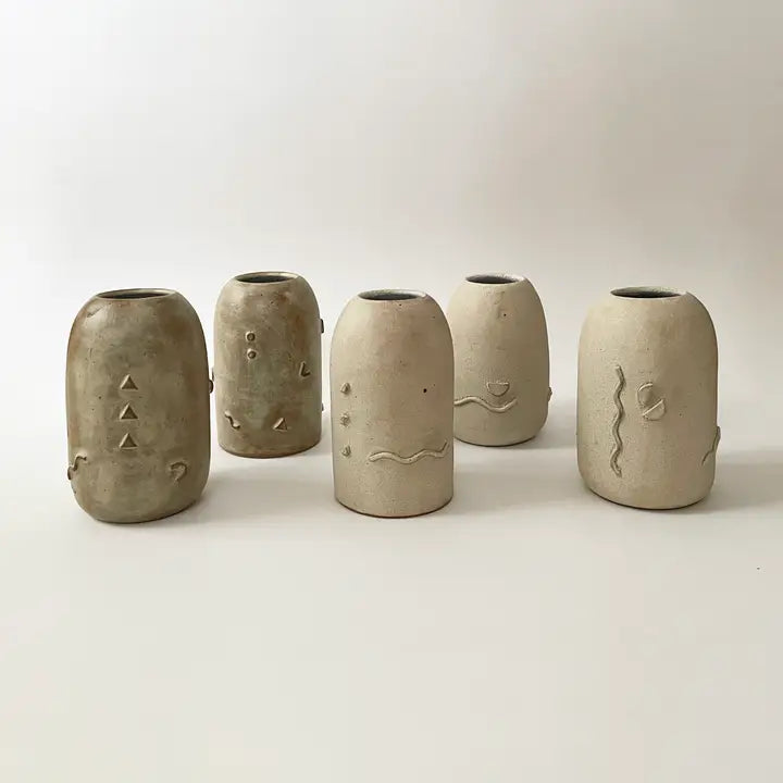 One of A Kind Handmade Ceramic Doodle Vase - Rustic