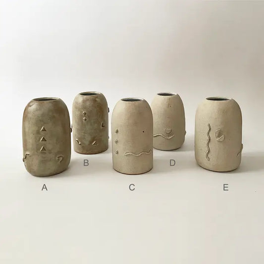 One of A Kind Handmade Ceramic Doodle Vase - Rustic