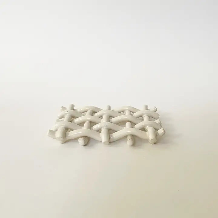 Handmade Ceramic Woven Lattice Soap Dish/ Sponge Holder