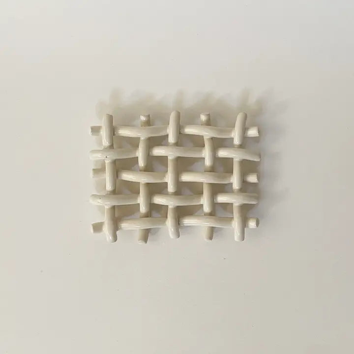 Handmade Ceramic Woven Lattice Soap Dish/ Sponge Holder